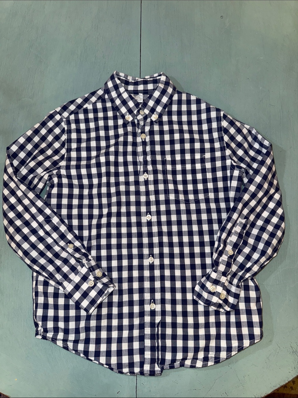 Crewcuts Navy and White Gingham Button-Down Shirt